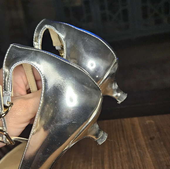 Charles & Keith Buckle Closure Ankle Strap Pointed Toe Pumps - Silver - Picture 10 of 15